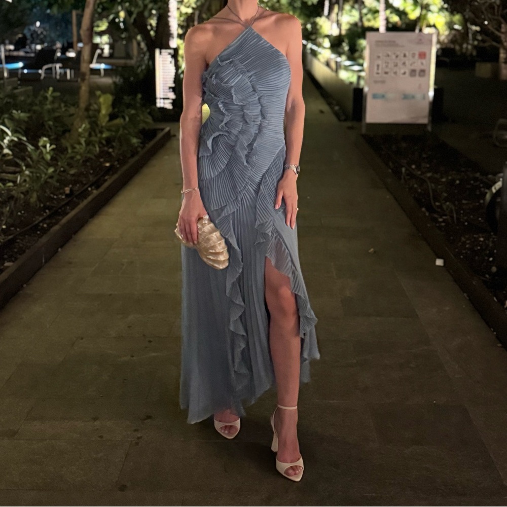 Amur Lorelie Halter Gown in Tropical Dusk